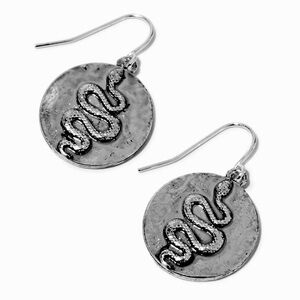 Silver-Tone Snake Medallion 1" Drop Earrings - NWT